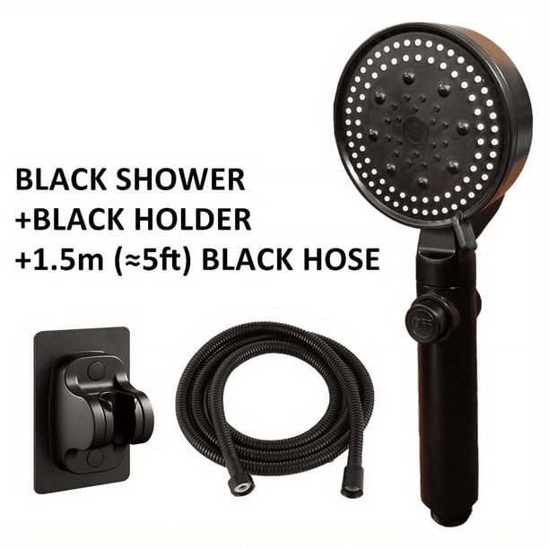 1pc Shower Head, 5 Modes, Water Saving Adjustable High Pressure Shower Head, One-Key Stop Water Massage Eco Shower Head For Bathroom Accessories (Black)