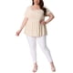 thumbnail image 4 of Agnes Orinda Camisas de Canalé para Mujer de Talla Grande, Blusas Peplum Sólidas con Cuello Cuadrado, Ropa Babydoll 1X Beige, 4 of 6