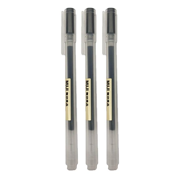 Bolígrafo de Tinta de Gel MUJI Negro 0.5mm Paquete de 3