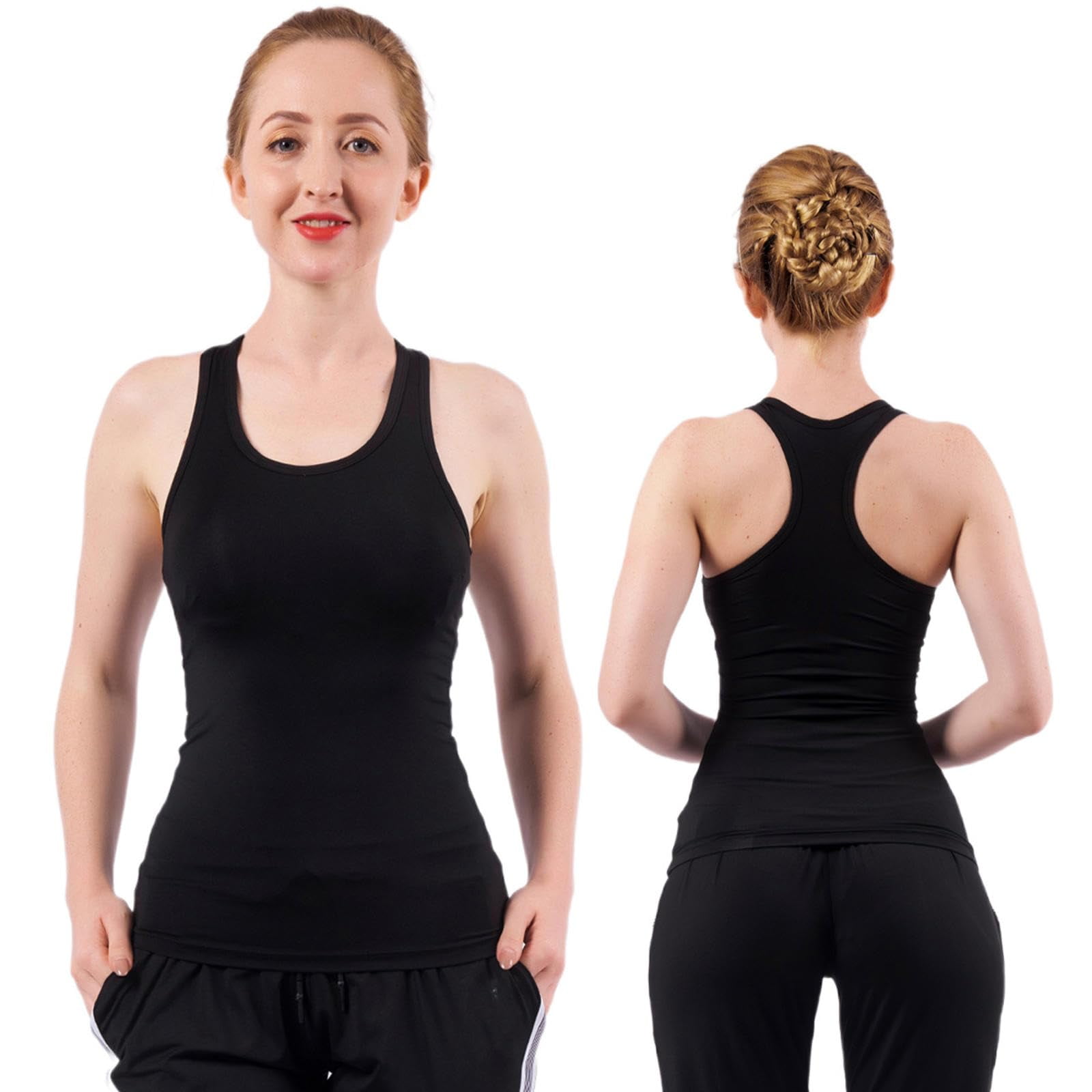 Malltradecl - Camisetas Sin Manga Deportivas Secado Rápido Polera Fitness Mujer Negro Xl