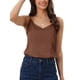 thumbnail image 1 of INSPIRE CHIC Camisola de Satén para Mujer con Escote en V y Tirantes Finos, Blusa sin Mangas de Seda para Ropa de Casa y Capas, Talla XX-Large Marrón, 1 of 6