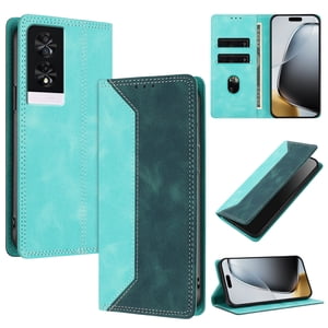 Funda Foxdock Para Tcl 40 Nxtpaper 4G De Cuero Premium Bicolor Con Ranuras Rfid, Carcasa Tipo Billetera Antigolpes Y Soporte Plegable