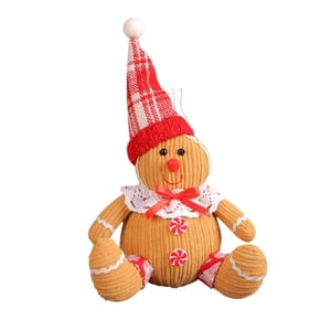 Magideal - Decoración Navideña De Pan De Jengibre, Muñeco De Hombre De Jengibre, Adorno De Hombre De Jengibre, Decoración De De Navidad Para Ventana, Mesa, Con Gorro De Papá Noel