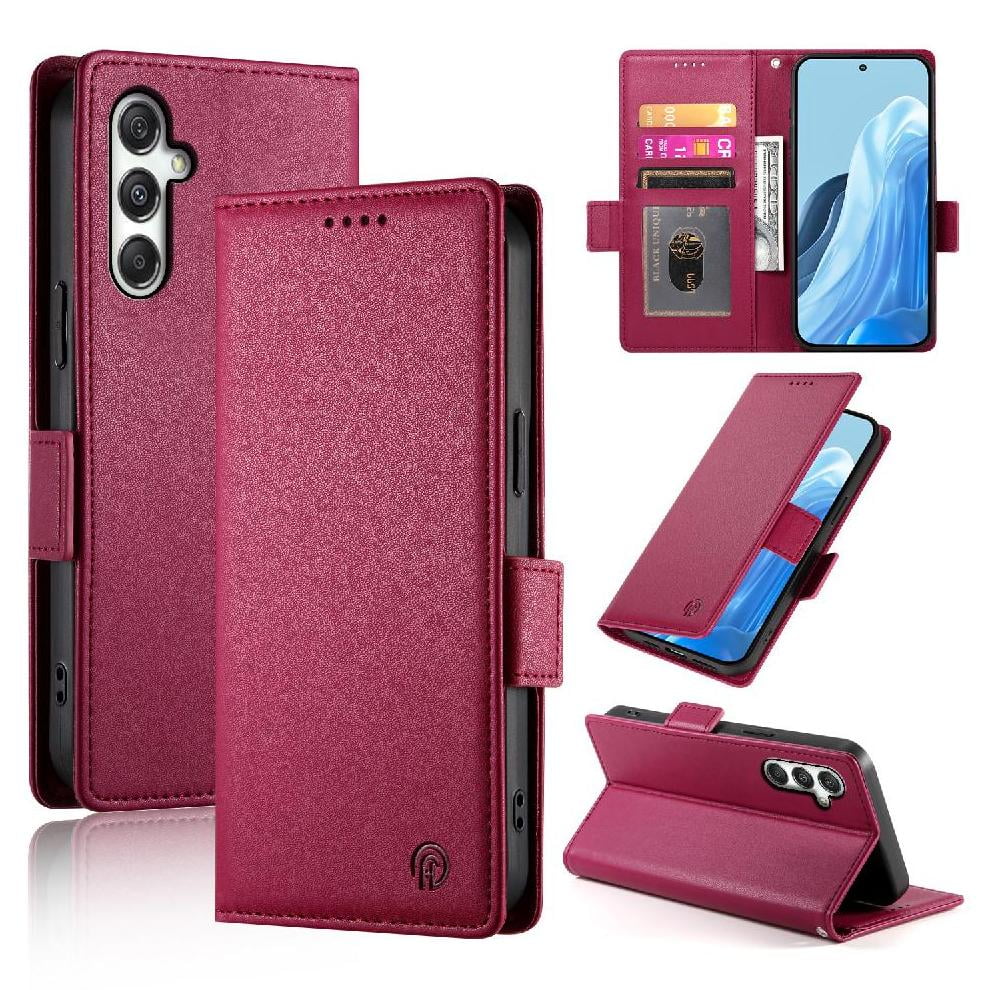 Foxdock - Funda Cartera Magnética Con Tarjetas Y Soporte Para Samsung Galaxy M35 Rojo