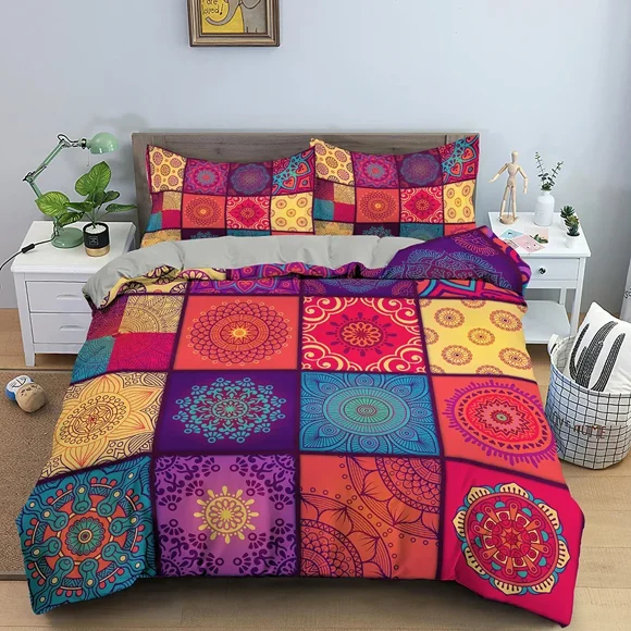 x1585 Bed Sheets Mandala Duvet Cover Set Floral Pattern Bedding Set For Bedroom Luxury Cozy Quilt Cover With Pillowcase Home Decor /Pcs 3-Piece Bedding Set (1 Duvet Cover + 2 Pillow Shams) nj1585