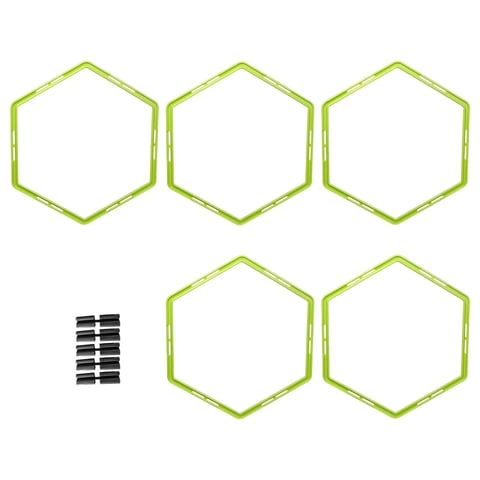 Ioensy - 5 Anillos De Agilidad Hexagonales Multiusos Para Niños Y Adultos, Color Verde Rugby.
