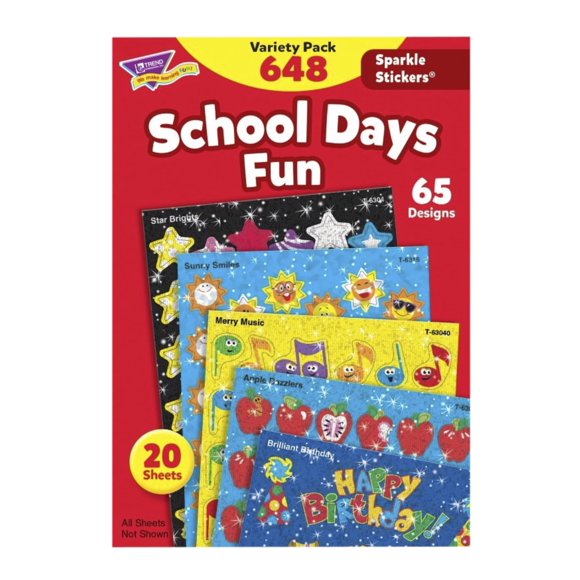 Paquete variado de pegatinas Trend Enterprises School Days Sparkle