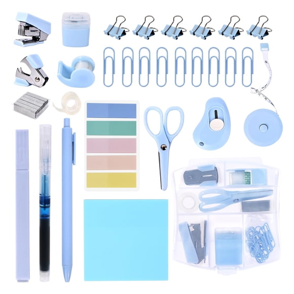 Kit mini de útiles de oficina YUMOONI azul con engrapadora