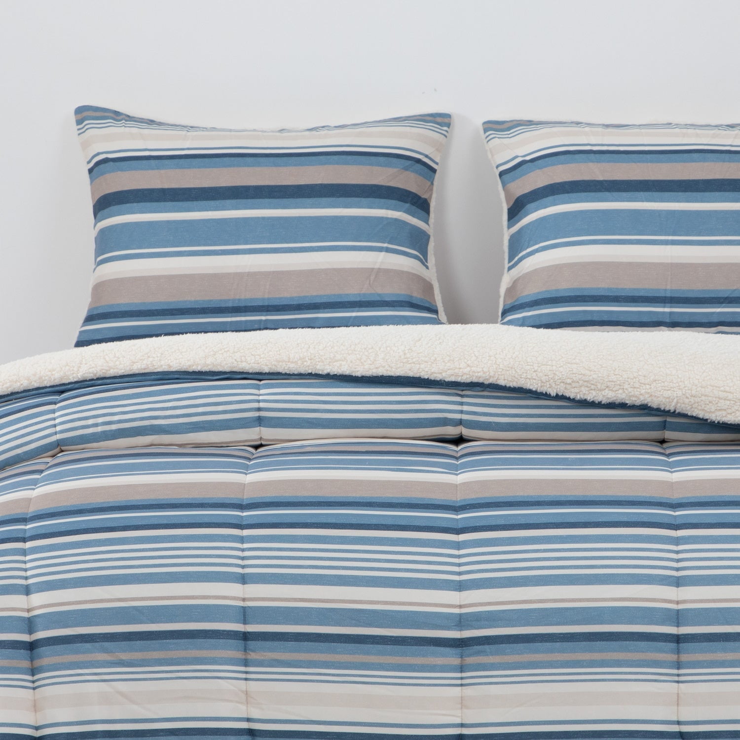 Dib - Plumon Reversible Sherpa 2 Plazas Lineas Azul