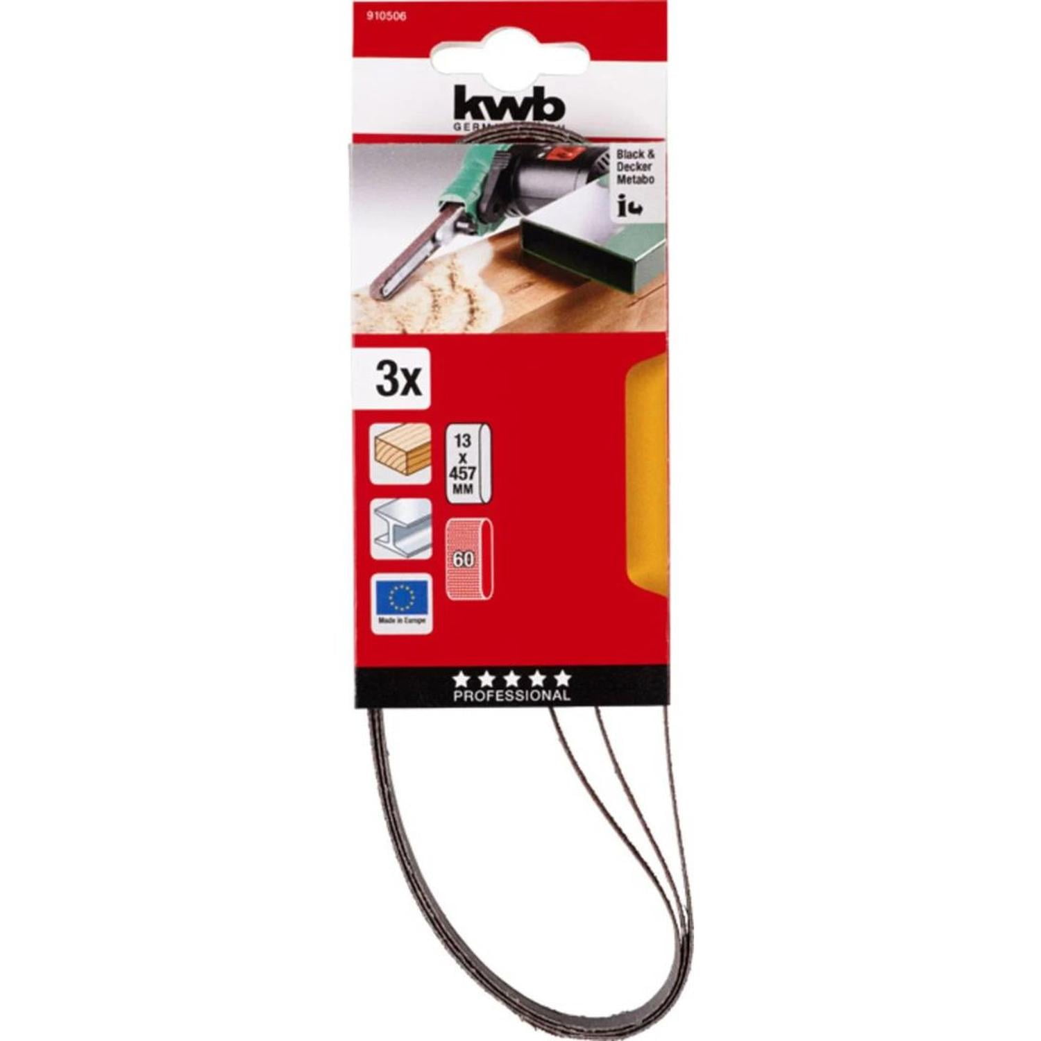 Set 3 Lijas Abrasivas 13x457mm Grano 100 Para Einhell Te-bf 18 Marron