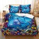 thumbnail image 1 of Underwater World Dolphin Quilt Duvet Cover Set Bed Linen Super 3-Piece Bedding Set, 1 of 5