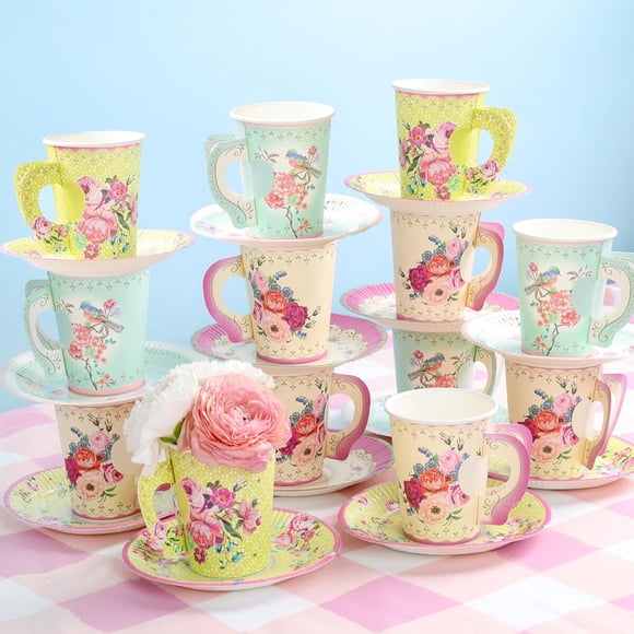 Set de 24 tazas y platillos Talking Tables de 7 oz (207 ml)