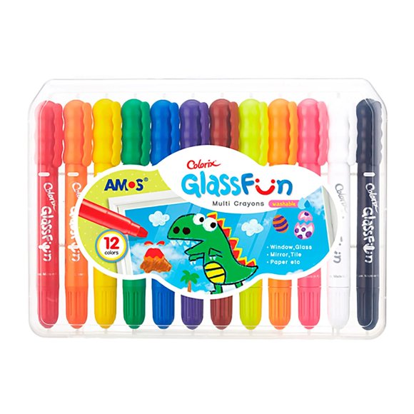 Crayones COLORIX AMOS de 12 colores lavables para vidrio