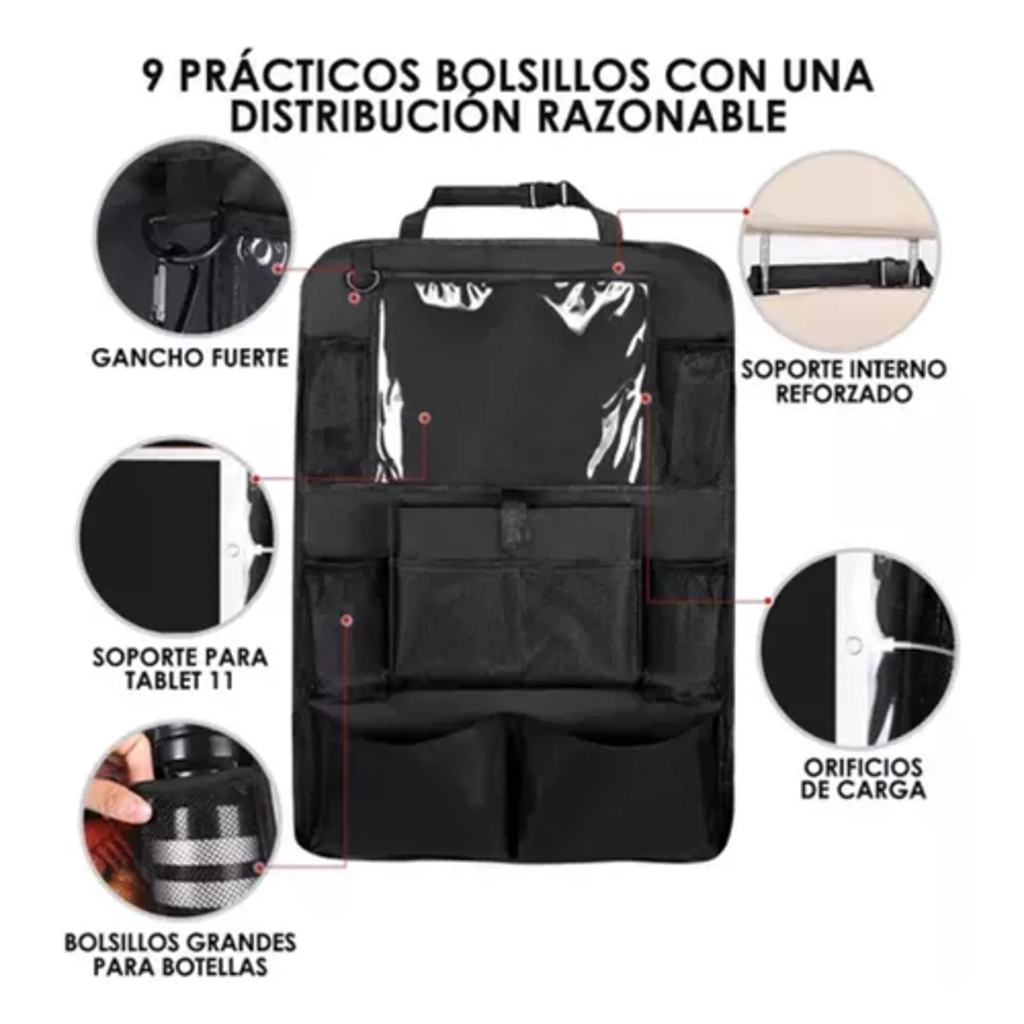 Genérico - Bolso Organizador Para Respaldo De Asiento Para Auto Grande