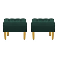 Bodevir - Set Pouf Wood 1C Felpa 01 Verde Botella