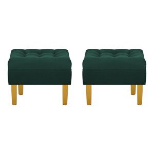 Bodevir - Set Pouf Wood 1C Felpa 01 Verde Botella