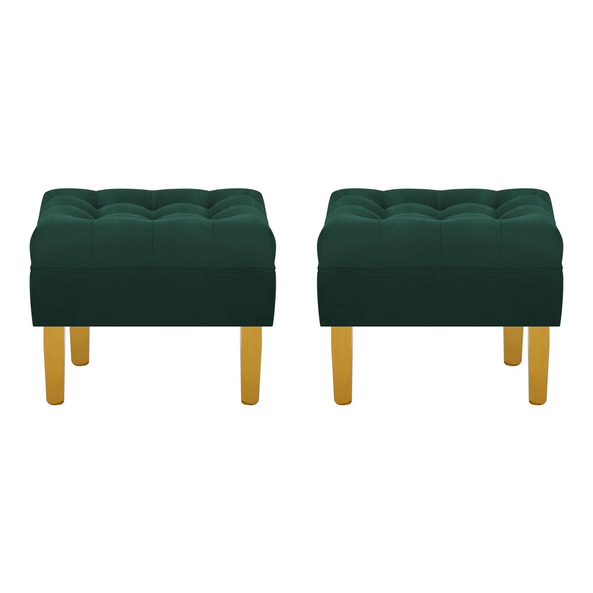 Bodevir - Set Pouf Wood 1C Felpa 01 Verde Botella