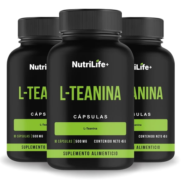 Pack 3 L-teanina 270 Cápsulas Nutrilife+ 500mg Suplemento Sin Sabor