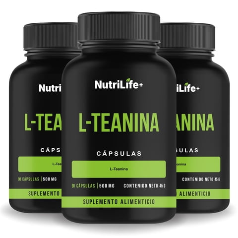 Pack 3 L-Teanina 270 Cápsulas Nutrilife+ 500Mg Suplemento Sin Sabor