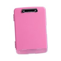 Ioensy - Portapapeles De Perfil Bajo Con Almacenamiento Con Portalápices Pp Para Trabajo, Hogar, Negocios, Rosa