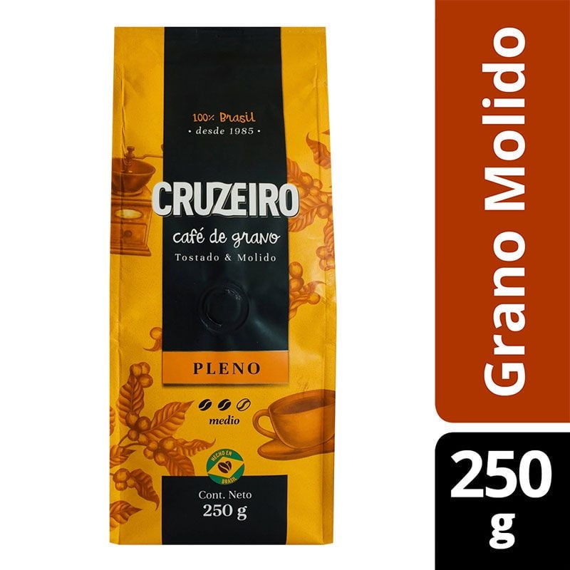 Café Grano Molido Pleno Bolsa 250 gr Cruzeiro