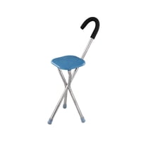 Ioensy - Asiento De Bastón Plegable Manija Cómoda Silla De Muletas Antideslizante De 34 Pulgadas De Alto Cuadrado Azul