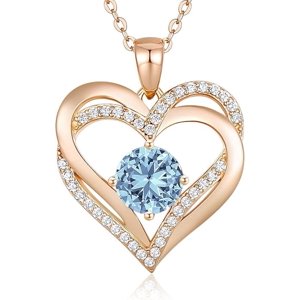 Collar Heshpaws Love Pendant Con Piedra De Nacimiento Zirconia Plata