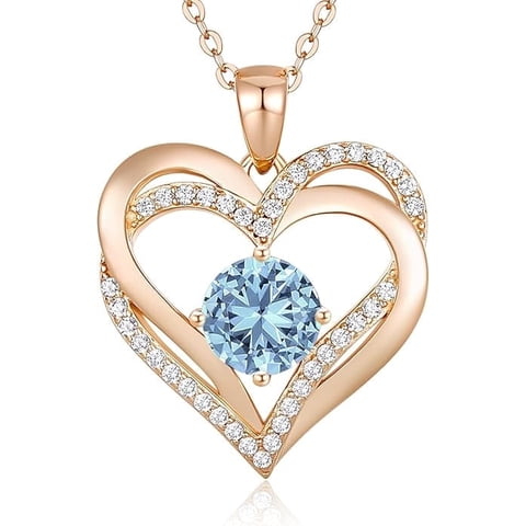 Collar Heshpaws Love Pendant Con Piedra De Nacimiento Zirconia Plata