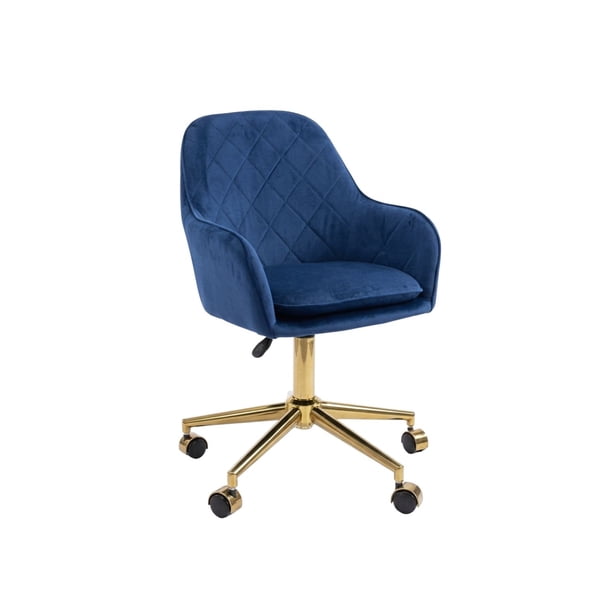 Silla Escritorio Giratoria Lux Base Dorada - Azul