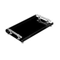 Magideal - Bandeja Rectangular Para Servir Con Asas, Organizador De Encimera, Bandeja Para Mesa De Café, Bandeja De Exhibición Decorativa Para Bocadillos Y Fruto Negro S