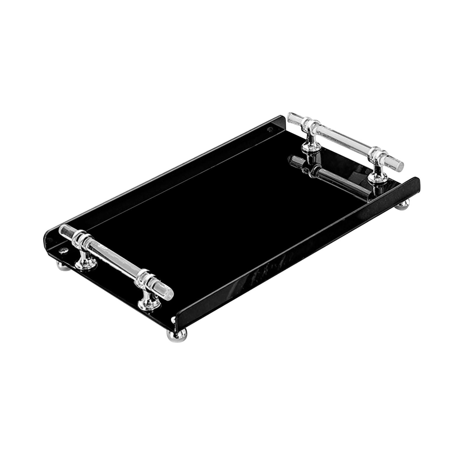Magideal - Bandeja Rectangular Para Servir Con Asas, Organizador De Encimera, Bandeja Para Mesa De Café, Bandeja De Exhibición Decorativa Para Bocadillos Y Fruto Negro S