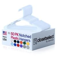 Perchas De Plástico Closetselect, 50 Unidades, Blancas, Con Ranuras En Los Hombros