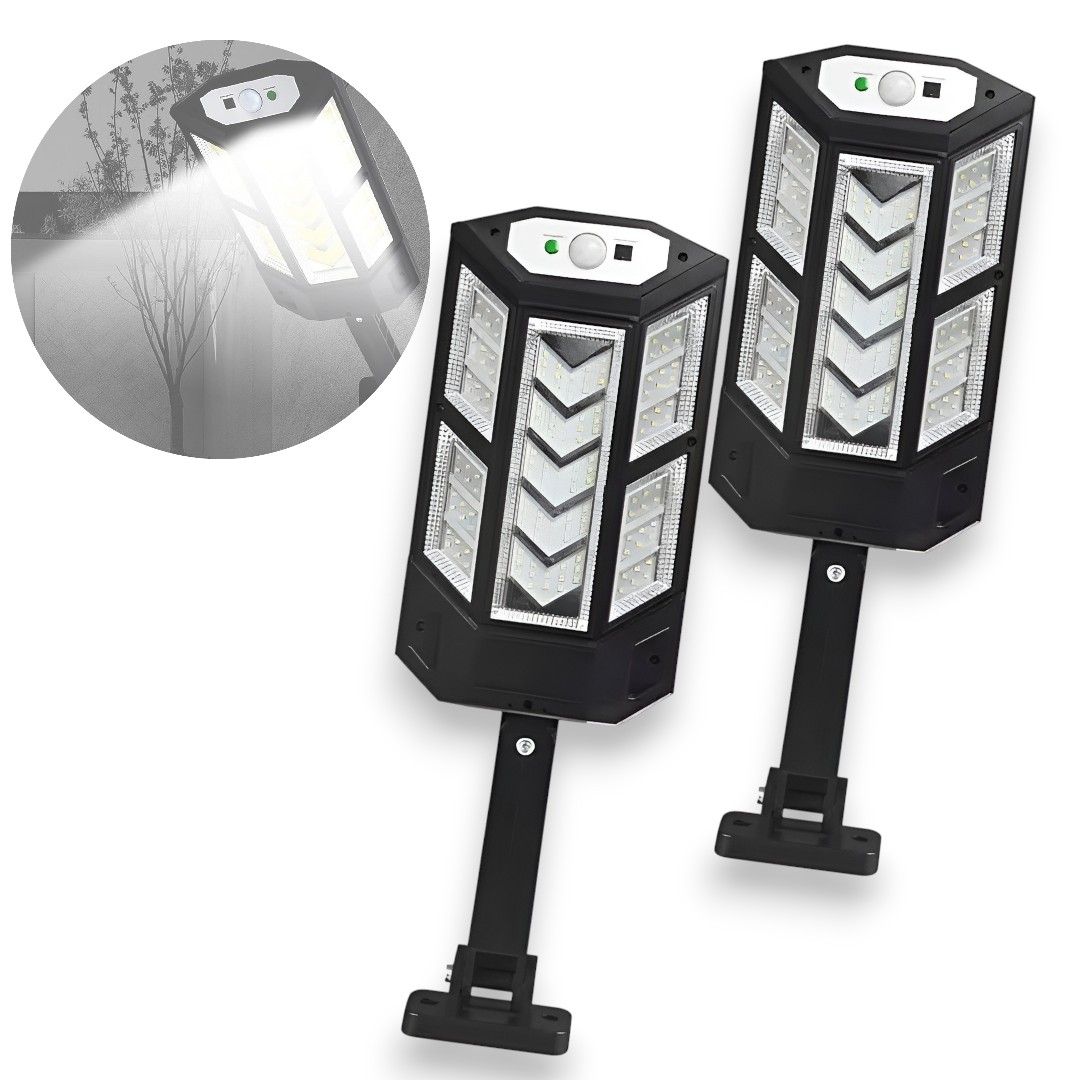 Genérico - Pack X2 Foco Led Solar Exterior Con Sensor De Movimiento 25W