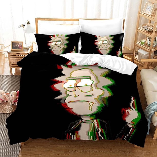 Rick And Morty Cartoon Quilt Duvet Cover Set Bed Linen Bedroom Decor Soft3-Piece Bedding Set