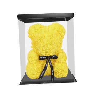 Magideal - Oso De Flores Con Caja De Regalo, Flores Artificiales, Regalos Creativos Para El Día De San Valentín, Boda, Cumpleaños, Día De La Madre, Para Mujer Y Amarillo