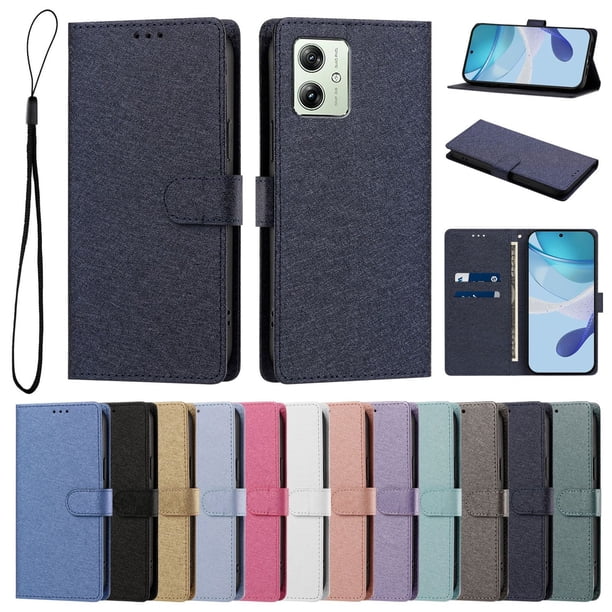 Cartera para Motorola Moto G14 con Bolsillo de Tarjetas, Azul Marino