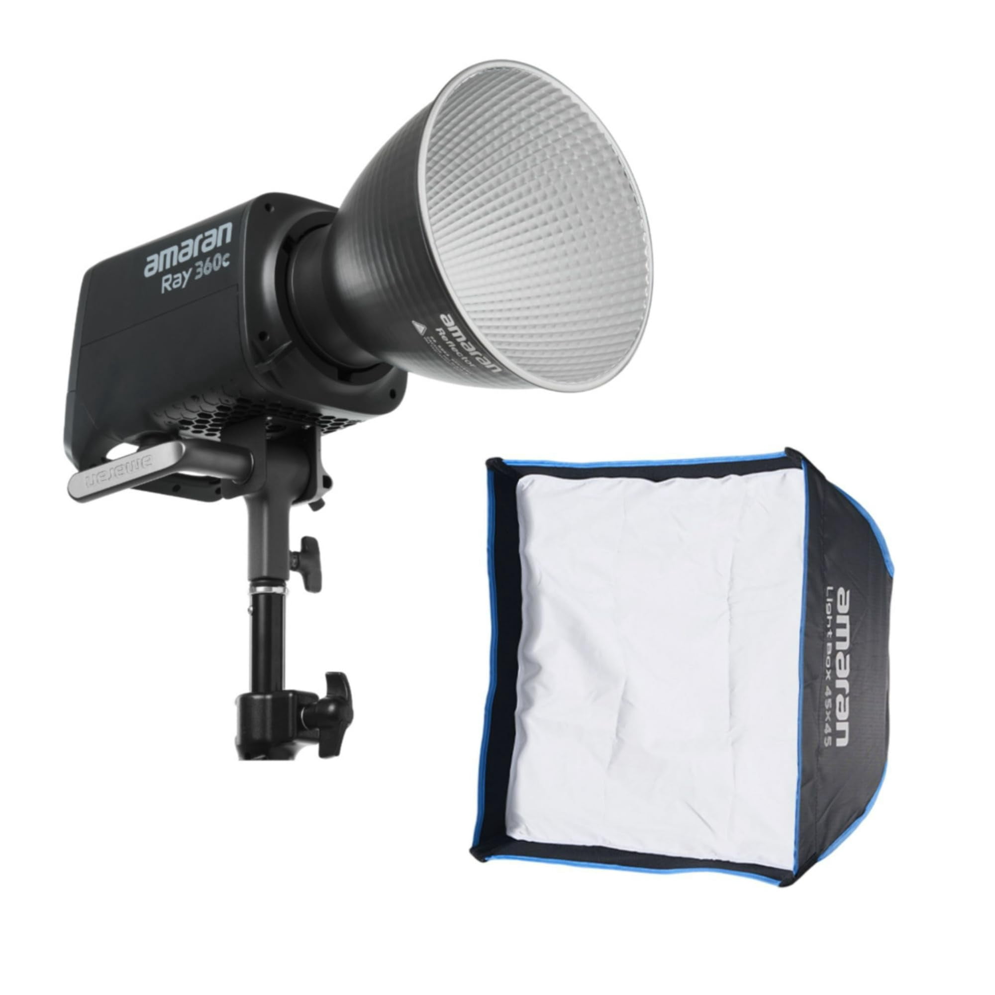 Paquete De Luces De Vídeo Cob A Todo Color Amaran Ray 360c (ee. Uu.) Con Caja De Luz, 45 X 45 Pulgad