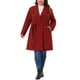 thumbnail image 2 of Abrigos de invierno para mujer de talla grande Agnes Orinda, abrigos de guisante midi con solapa, cinturón y un solo pecho con bolsillo 3X Rojo oscuro, 2 of 5
