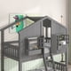 thumbnail image 3 of Twin over Twin House Bunk Bed with Roof , Window, Window Box, Door , with Safety Guardrails and Ladder, Grey, 3 of 3