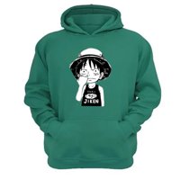 Genérico - Polerón Canguro Luffy Verde Aguamarina Talla Xs Unisex