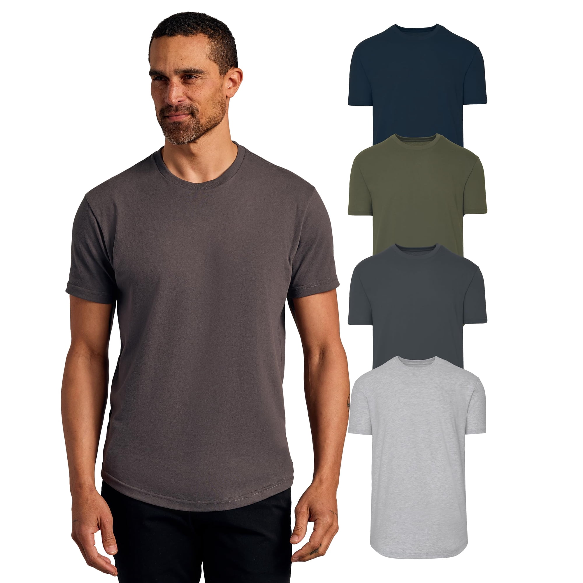 True Classic Camisetas Para Hombre Con Dobladillo Curvo, Pack De 4, Talla L