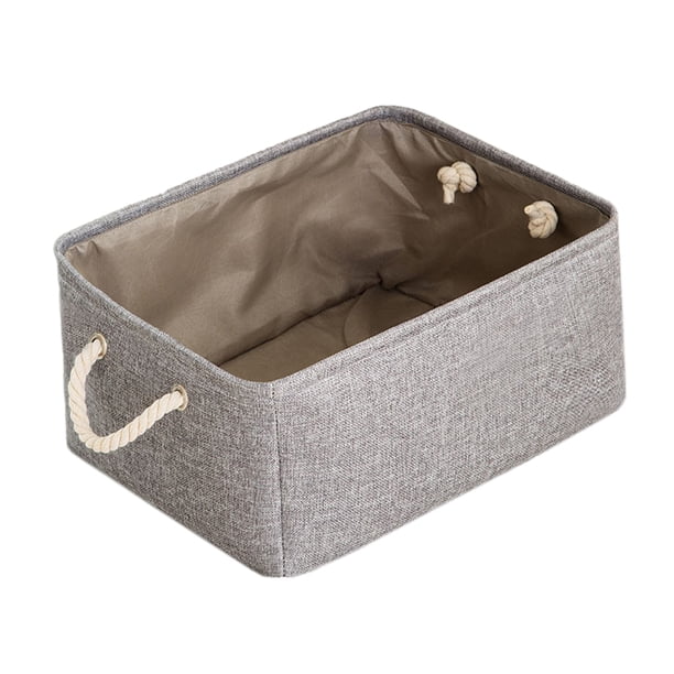 Cesta de almacenaje contenedor plegable de lino de algodón, color gris
