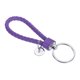 thumbnail image 1 of Llavero de cuero trenzado con funda de anillo de acero inoxidable, cordón de muñeca tejido de PU, púrpura, 1 of 5