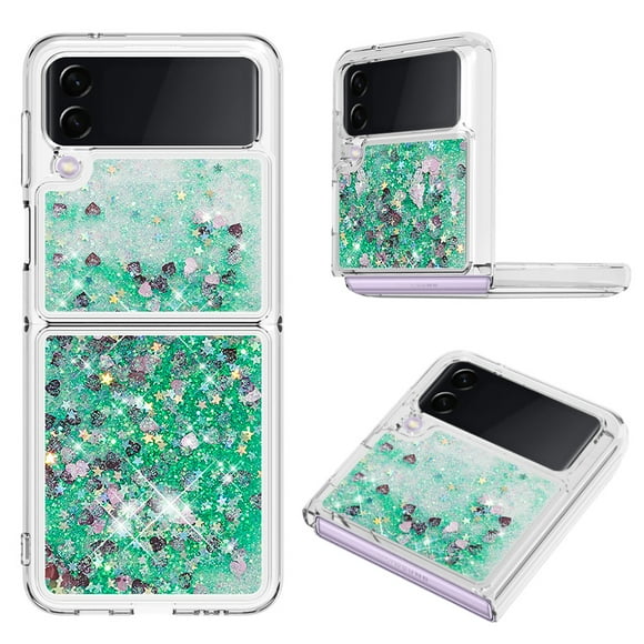 Funda Para Sansung Galaxy Z Flip 3 Con Brillo Líquido, Protección Completa Y Soporte De Anillo Giratorio