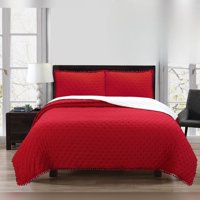 Top Lucky - Cubrecama De Algodonking Pompon Rojo