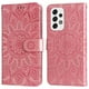 thumbnail image 1 of Funda tipo cartera FOXDOCK para Samsung Galaxy A53 5G , diseño girasol en relieve, cuero PU, cierre magnético, soporte y tarjetero, 1 of 5