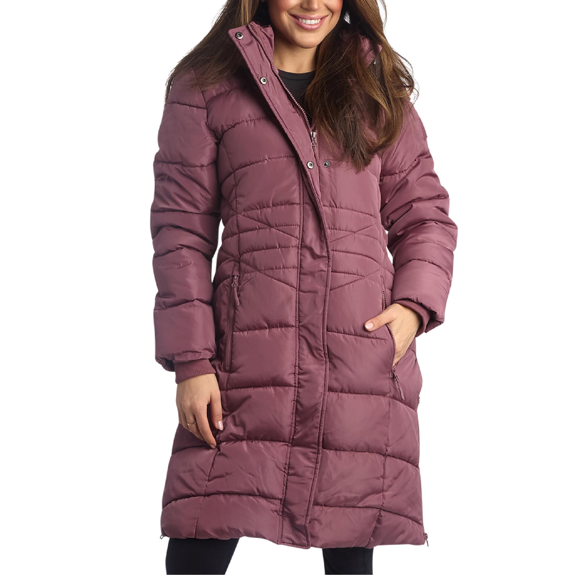 Chaqueta De Invierno Reebok Maxi Puffer Para Mujer Dark Dusty Rose