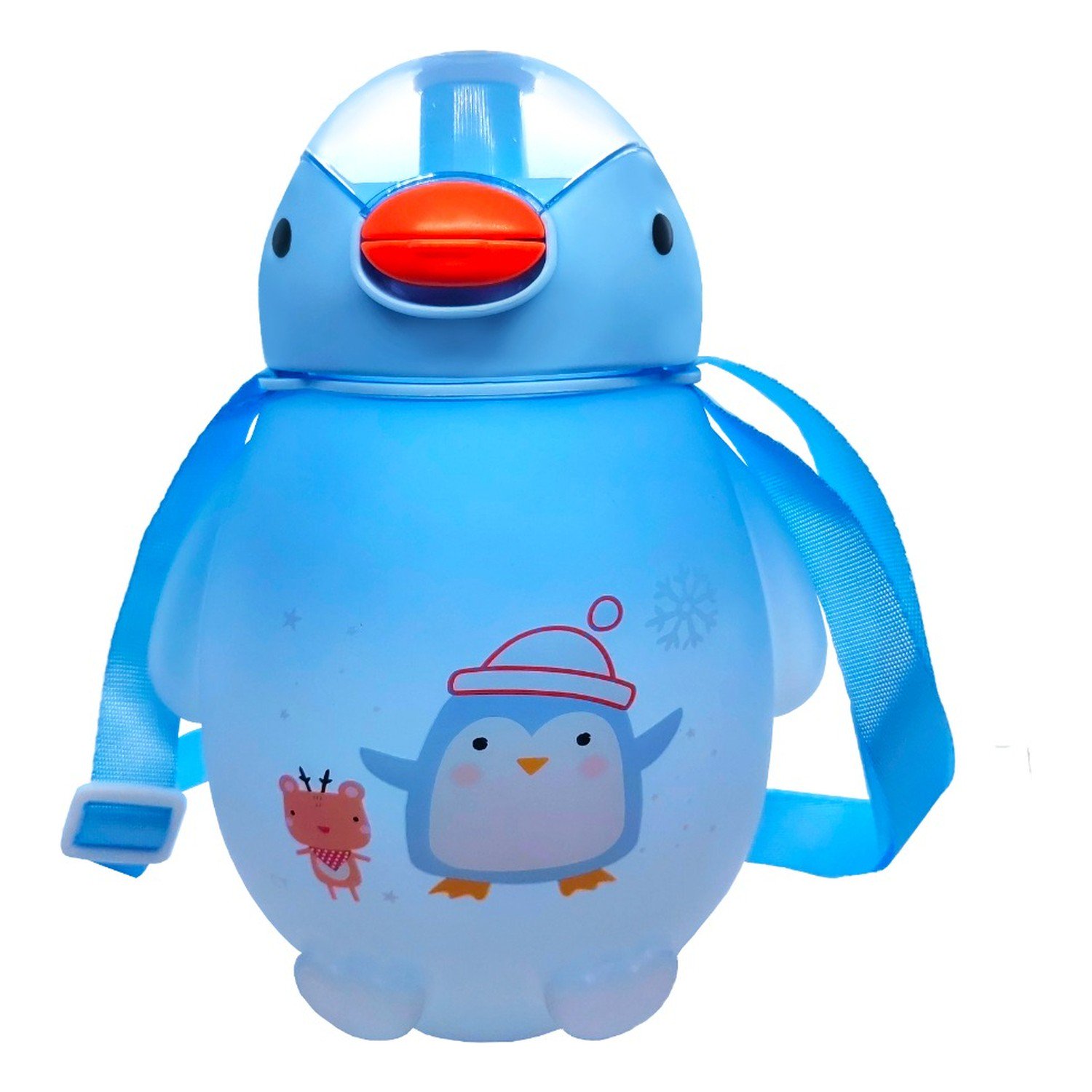 Genérico - Botella Agua Kawaii 1500ml Azul Con Stickers Y Correa