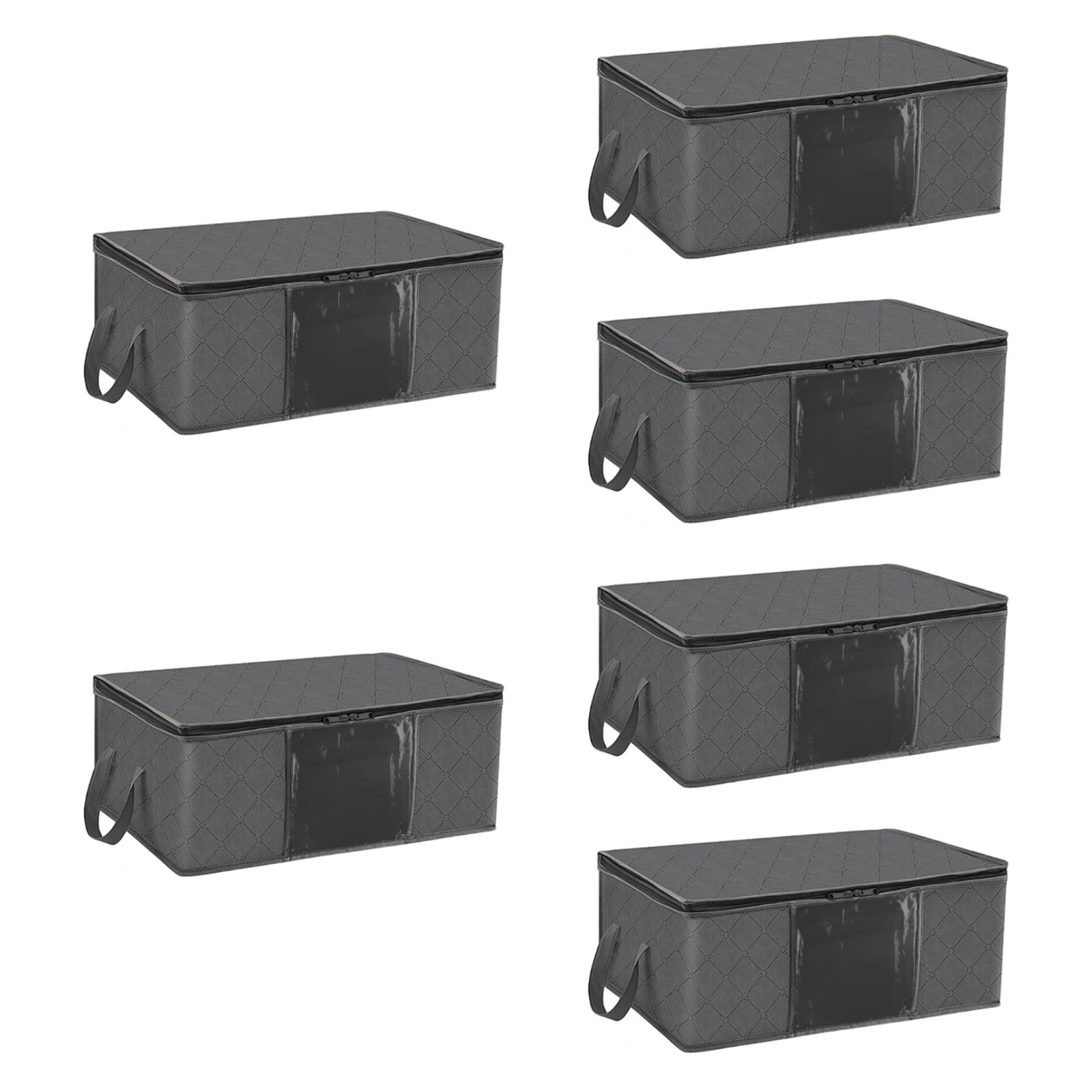 Magideal - 6 Bolsas De Almacenamiento De Ropa, Contenedores De Almacenamiento Gruesos Y Plegables Con Ventana Transparente, Bolsas De Almacenamiento De Mantas, 60L 55X35X32Cm