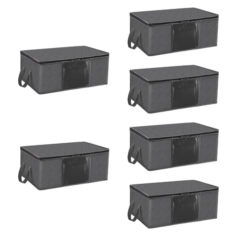 Magideal - 6 Bolsas De Almacenamiento De Ropa, Contenedores De Almacenamiento Gruesos Y Plegables Con Ventana Transparente, Bolsas De Almacenamiento De Mantas, 60L 55X35X32Cm